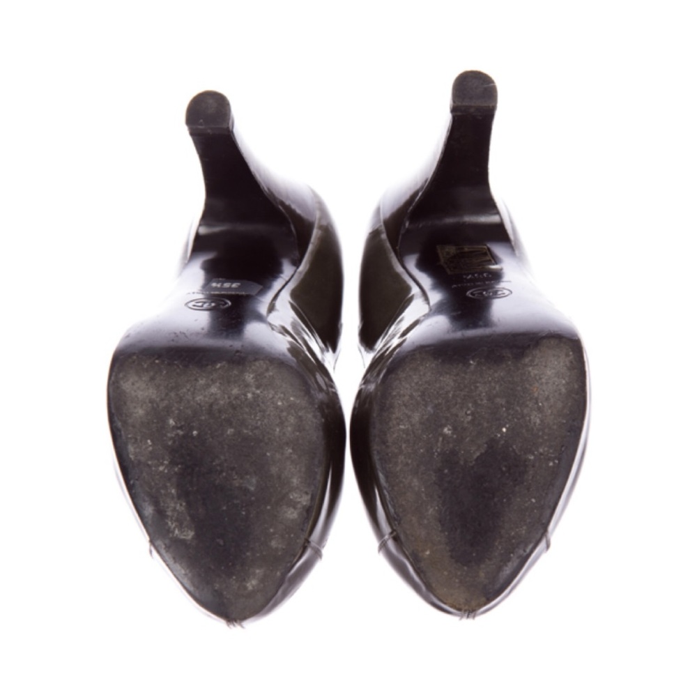 ✨Iconic CHANEL CC Logo Metallic Green Leather Cap Toes Pumps Heels Shoes - Picture 6 of 6